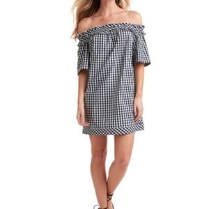 Off the shoulder gingham dress